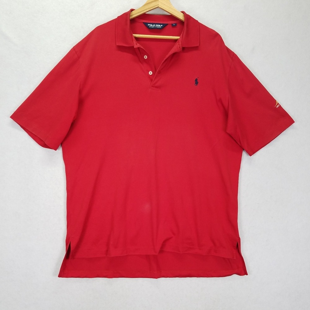 Polo Golf Ralph Lauren Vintage Polo Men L Red Pima Cotton Lake Las Vegas Logo